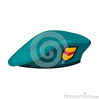 Military beret vector icon.Cartoon vector icon isolated on white background military beret. Vector Illustration