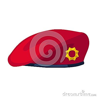 Military beret vector icon.Cartoon vector icon isolated on white background military beret. Vector Illustration