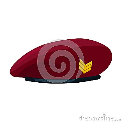 Military beret vector icon.Cartoon vector icon isolated on white background military beret. Vector Illustration