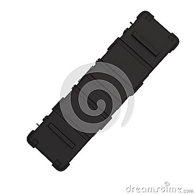 Military black case for rifle on white background. 3d illustration Cartoon Illustration