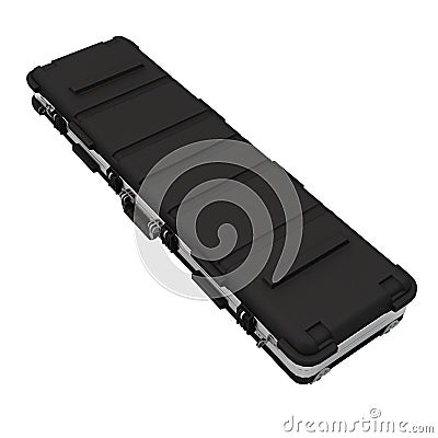 Military black case for rifle on white background. 3d illustration Cartoon Illustration