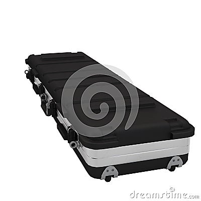 Military black case for rifle on white background. 3d illustration Cartoon Illustration