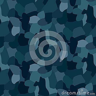 Military blue camouflage seamless pattern, For textile garment Vector Illustration