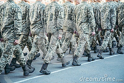 Military boots army walk the parade ground Stock Photo