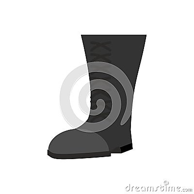 Military boots Black . Army shoes on white background. s Vector Illustration