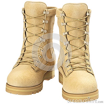 Military boots uniforms, front view Stock Photo