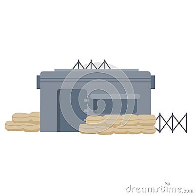 Military bunker. Defense warfare building Vector Illustration