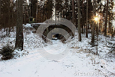 Military bunker in the forest Stock Photo