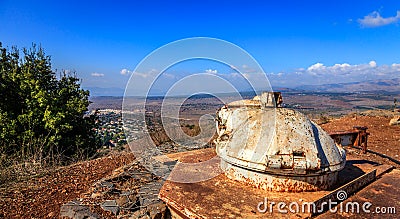 Military bunker on Mount Bental Stock Photo