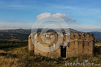 Military bunker in mountains Stock Photo