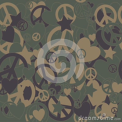 Military Camouflage Love and Peace sign Vector Illustration