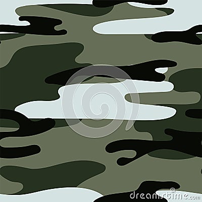 Military camouflage seamless pattern. Khaki texture. Trendy background. Abstract color vector illustration. For design wallpaper, Vector Illustration