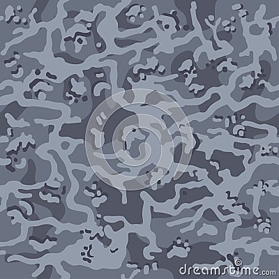 Military camouflage, texture repeats seamless. Camo Pattern for Army Clothing. Blue, grey color, fabric hunting. Vector Illustration