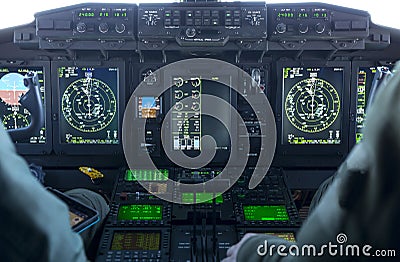 Military carrier airplane cockpit Stock Photo