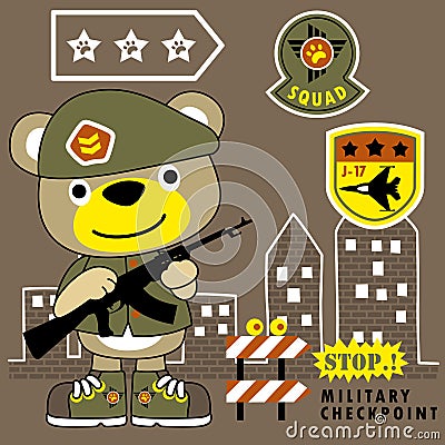 Funny soldier cartoon with rifle Vector Illustration