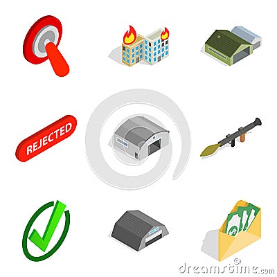 Military clique icons set, isometric style Vector Illustration