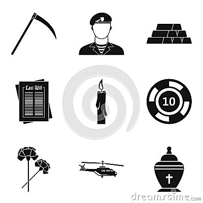 Military contingent icons set, simple style Vector Illustration