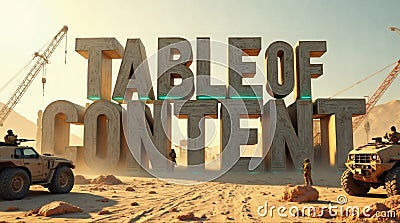 Military 3D Table of Content in Desert Scene