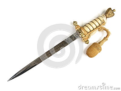 Military Dagger with Metal Sheath isolated on white Background Stock Photo