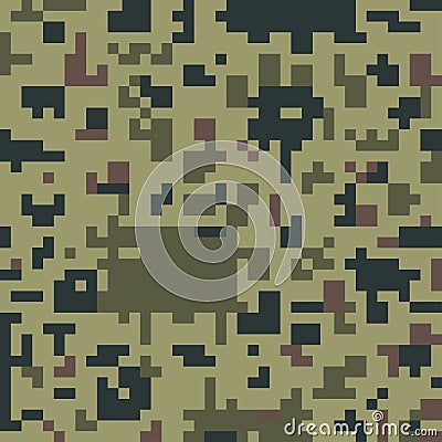 Military digital pixel camouflage background. Khaki texture. Camouflage seamless pattern Stock Photo