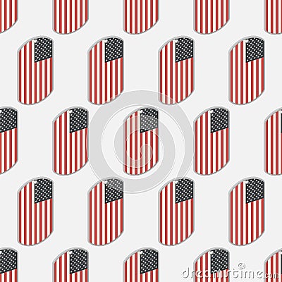 Military dog tag tokens of American army with flag of the United States. Isometric vector illustration for Veterans Day 11 Vector Illustration