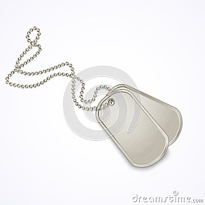 Military dog tags isolated on white Vector Illustration