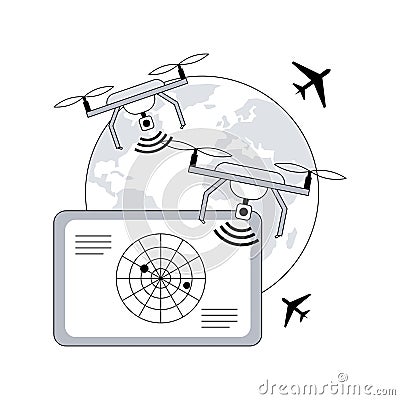 Military drone abstract concept vector illustration. Vector Illustration