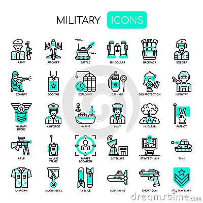 Military Elements , Pixel Perfect Icons Vector Illustration