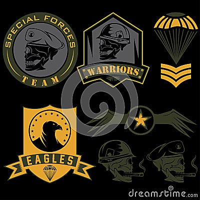 military emblem set vector design template Vector Illustration