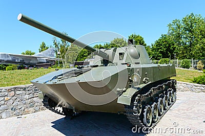 Military equipment. Old tank Stock Photo