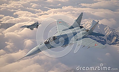 Military fighter aircraft Mig 29 Cartoon Illustration