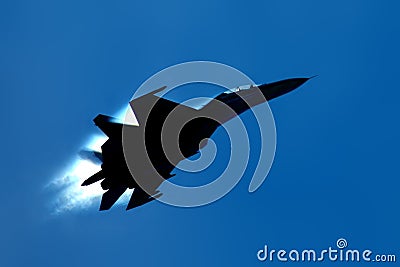 Military fighter su-27 silhouette Stock Photo