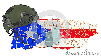 Military force of Puerto Rico, army or war concept. 3D rendering Stock Photo