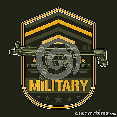 Military forces label vintage colorful Vector Illustration