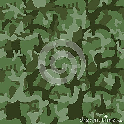 Military green camouflage. Camo pattern for army clothing. Seamless texture. Vector Illustration