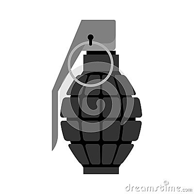 Military Grenade black . Army explosives. Soldiery ammunition. E Vector Illustration