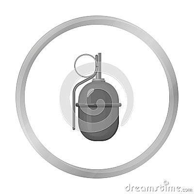 Military grenade icon in monochrome style isolated on white background. Military and army symbol stock vector Vector Illustration