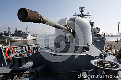 Military gun turret Stock Photo