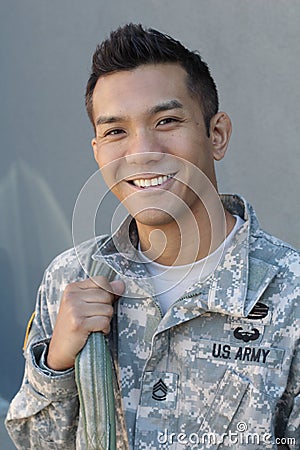 Military handsome Asian army man Stock Photo