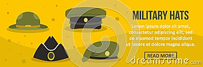 Military hats banner horizontal concept Vector Illustration
