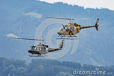 Military helicopter at air base. Air force flight operation. Aviation and aircraft. Air defense. Military industry. Fly and flying Editorial Stock Photo