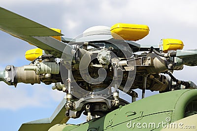 A military helicopter, the blades of a helicopter. case engine helicopters turbine Stock Photo