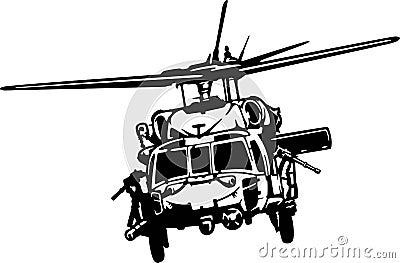 Military Helicopter detailed silhouette. isolated on a white background Vector Illustration