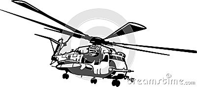 Military Helicopter detailed silhouette. isolated on a white background Vector Illustration