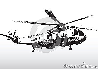 Military helicopter in flight Vector Illustration