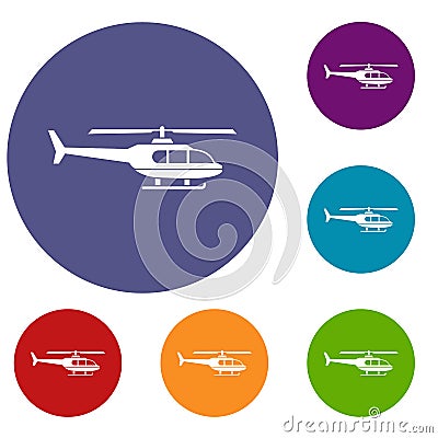 Military helicopter icons set Vector Illustration