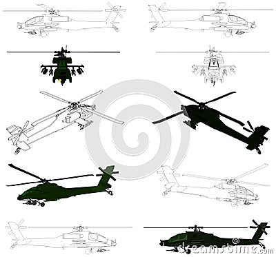 Military Helicopter Vector 02 Vector Illustration