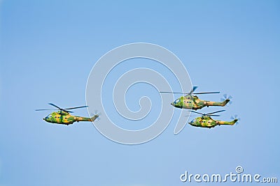 Military helicopters group Stock Photo