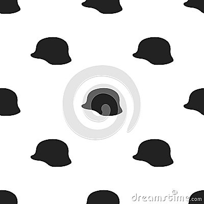 Military helmet icon in black style isolated on white background. Weapon pattern stock vector illustration. Vector Illustration