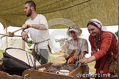 Military and historical festival. Reconstruction. Editorial Stock Photo